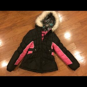 London Fog black and pink heavy coat